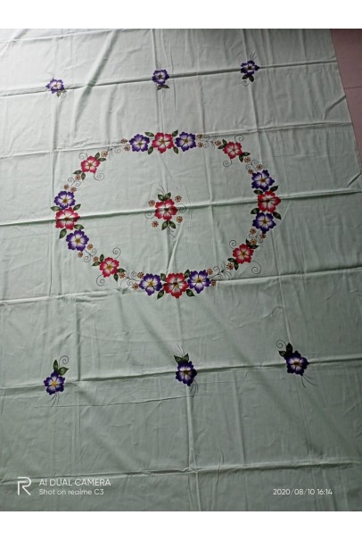Handpainted  cotton Single bed sheet Floral Print - Design 1